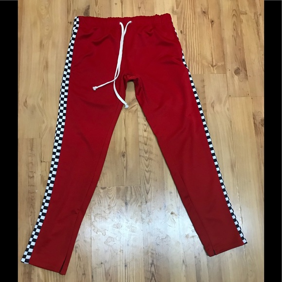 Other - Red Checkered Flag Track Pants NWT
